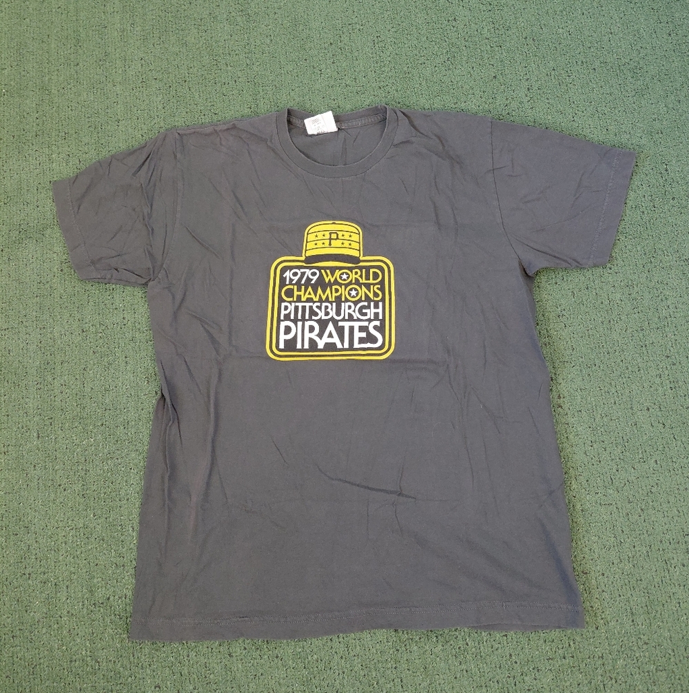 Pittsburgh Pirates 1979 World Champions Retro MLB Baseball Gray T Shirt Sz Large